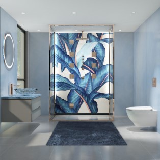 Bathroom blue theme interior