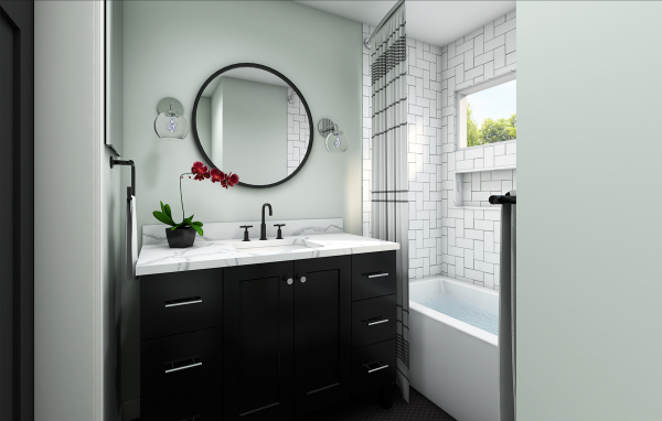 Classic and Contemporary Black and White bathroom